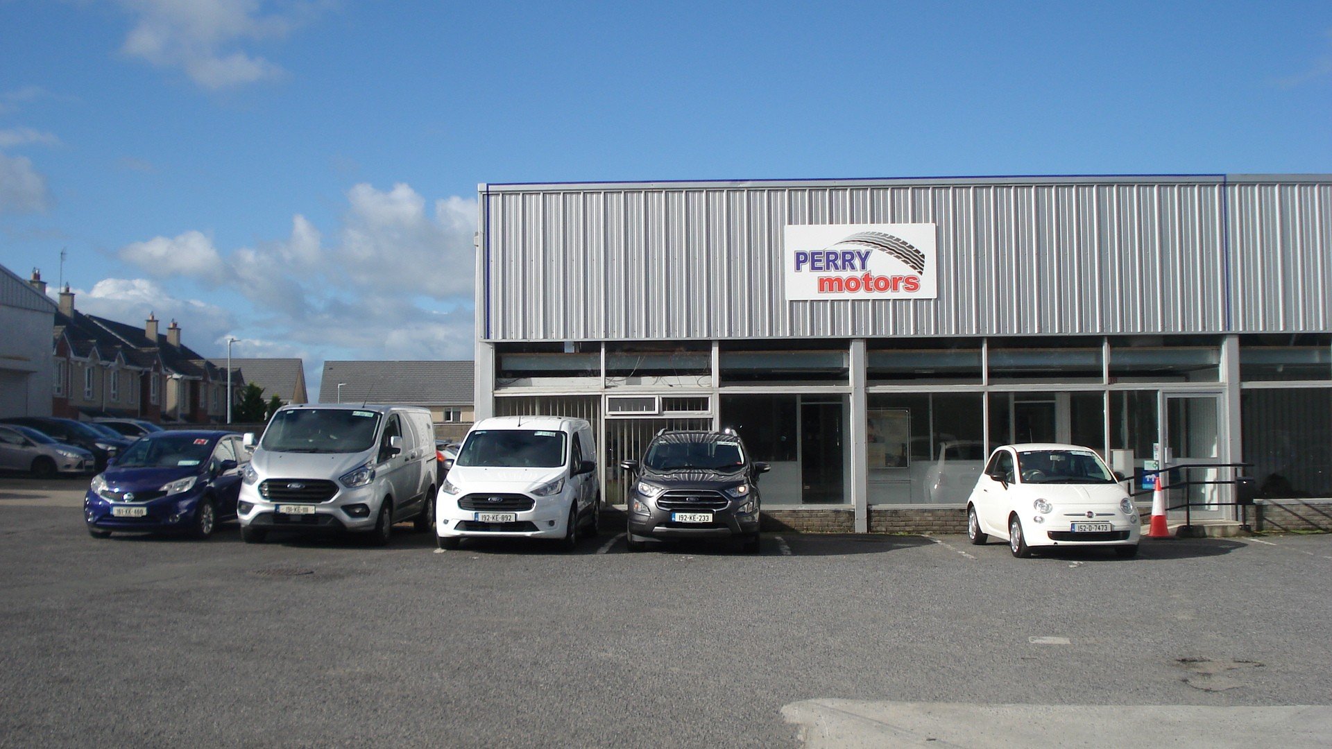 Perry Motors showroom and forecourt on the Old Dublin Road, Athy